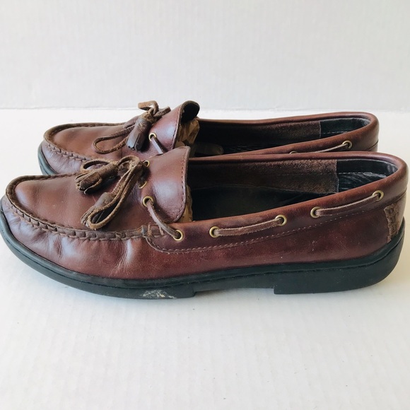 Bass Brown Loafer Leather Slip On W/tassels - Picture 3 of 6